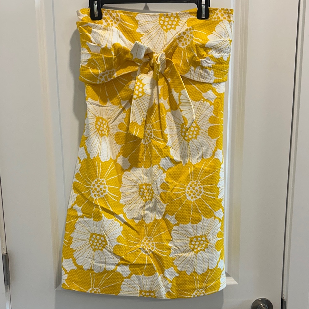 Kate Spade Yellow and White Floral Strapless Dress